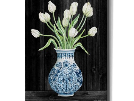 Blue and White Tulips Black II  by Cindy Jacobs, Canvas Wall Art Supply