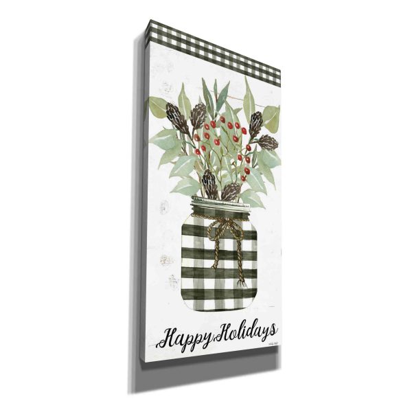 Happy Holidays Gingham Jar  by Cindy Jacobs, Canvas Wall Art Supply