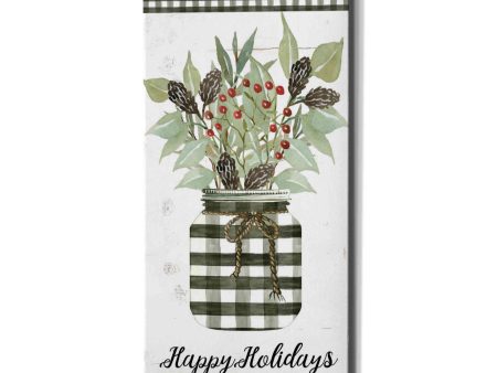 Happy Holidays Gingham Jar  by Cindy Jacobs, Canvas Wall Art Supply