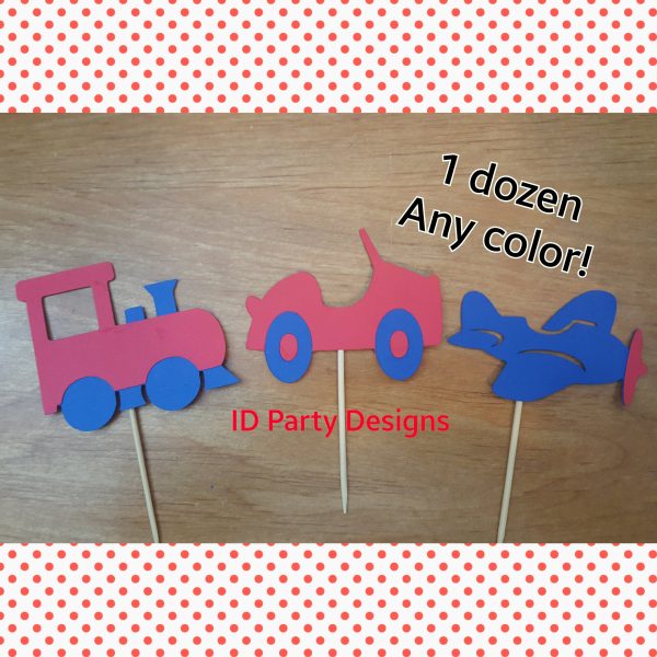 TRANSPORTATION BANNER Trains Planes and Automobiles Birthday Transportation Cake Banner Garland Cupcake Centerpiece Things That Go Sale