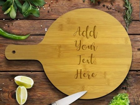 Add Your Own Message Round Bamboo Serving Board For Cheap