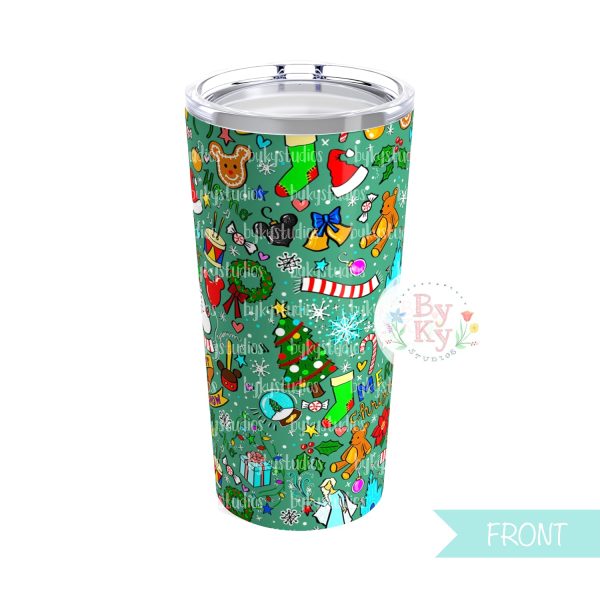 Christmas Doodle Tumbler 20oz Supply