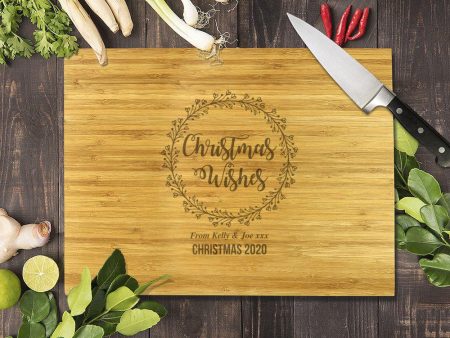 Christmas Wishes Bamboo Cutting Board 8x11  Online Hot Sale