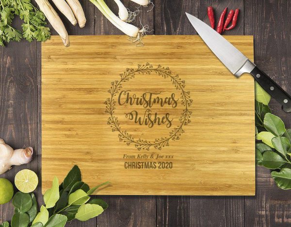 Christmas Wishes Bamboo Cutting Board 8x11  Online Hot Sale