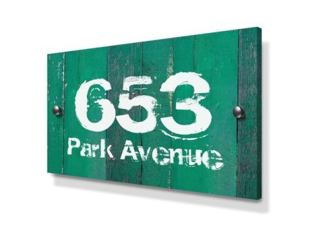 Green Wood Panel Effect Large Metal House Sign Cheap