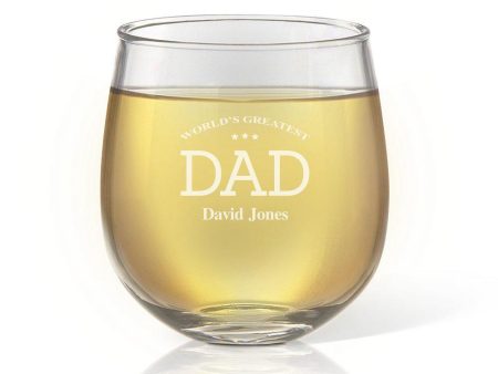 Greatest Dad Stemless Wine Glass For Discount