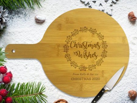 Christmas Wishes Round Bamboo Serving Board Online Hot Sale