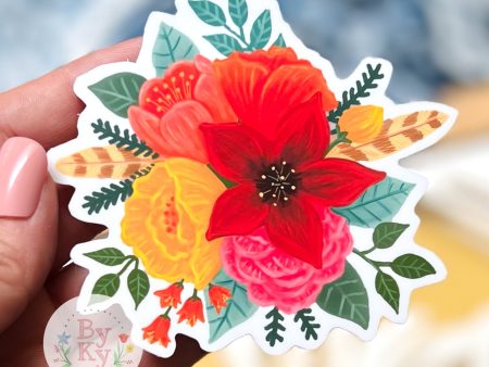 Fall Flower Feather Vinyl Sticker Sale