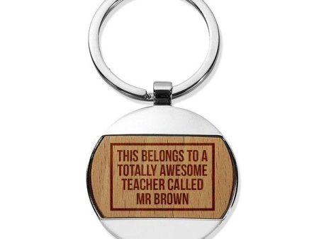 Awesome Teacher Round Metal Keyring Discount