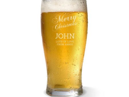 Merry Christmas Standard 425ml Beer Glass For Cheap