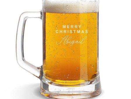 Merry Christmas Glass Beer Mug For Discount